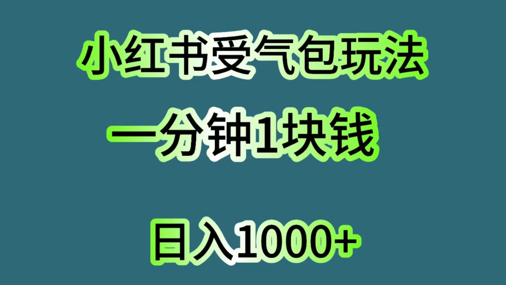 小红书受气包玩法，一分钟一块钱，日入1000+-老K资源网