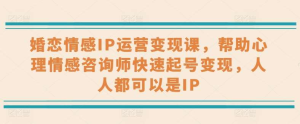 婚恋情感IP运营变现课，帮助心理情感咨询师快速起号变现，人人都可以是IP-老K资源网