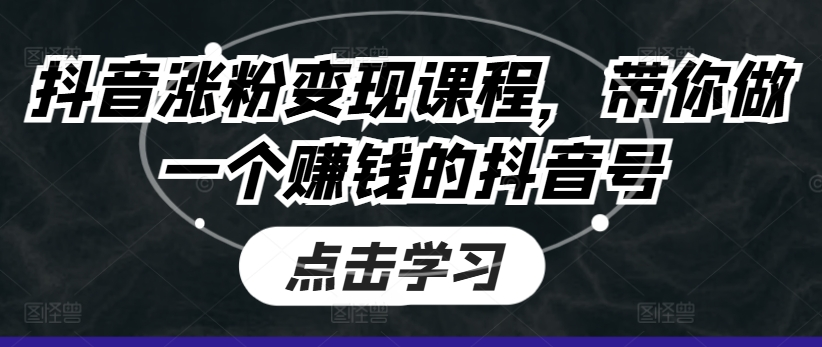 抖音涨粉变现课程，带你做一个赚钱的抖音号-老K资源网