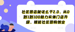 社区团店就这么干2.0,从0到1到100助力实体门店升级,赋能社区团购创业-老K资源网