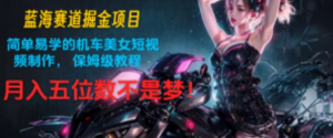 蓝海赛道掘金项目:简单易学的机车美女短视频制作, 保姆级教程,月入五位数不是梦!-老K资源网