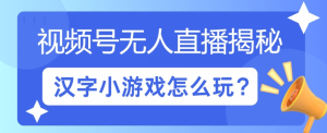 视频号无人直播小游戏怎么玩?揭秘汉字找不同教程-老K资源网