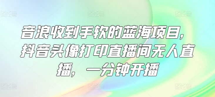 音浪收到手软的蓝海项目，抖音头像打印直播间无人直播，一分钟开播-老K资源网