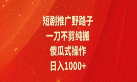 暑假风口项目，短剧推广全新玩法，一刀不剪纯搬运，轻松日入1000+-老K资源网