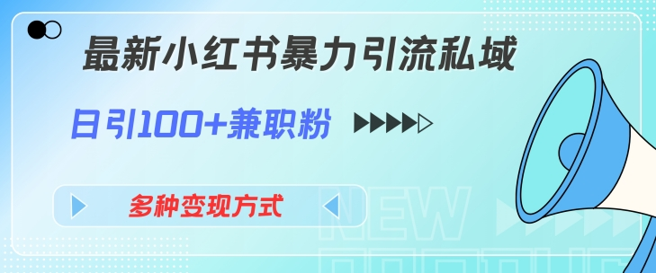 最新小红书暴力引流私域玩法，日引100+兼职粉，多种变现方式-老K资源网