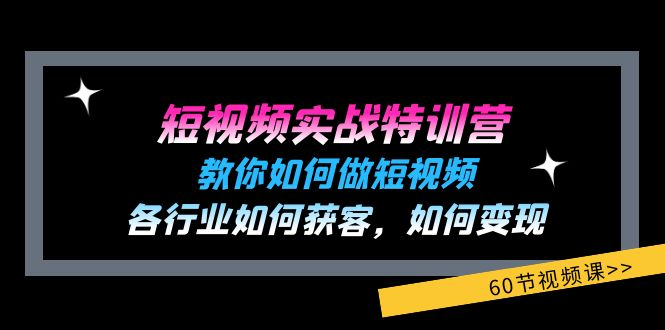 短视频实战特训营：教你如何做短视频，各行业如何获客，如何变现 (60节)-老K资源网