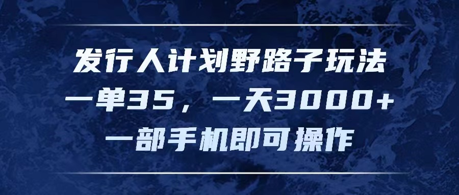 发行人计划野路子玩法，一单35，一天3000+，一部手机即可操作-老K资源网