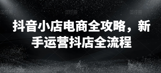 抖音小店电商全攻略，新手运营抖店全流程-老K资源网
