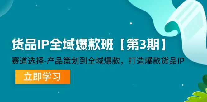 货品IP全域爆款班【第3期】赛道选择、产品策划到全域爆款，打造爆款货品IP-老K资源网