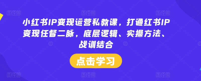 小红书IP变现运营私教课，打通红书IP变现任督二脉，底层逻辑、实操方法、战训结合-老K资源网
