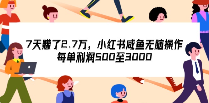 7天收了2.7万，小红书咸鱼无脑操作，每单利润500至3000-老K资源网