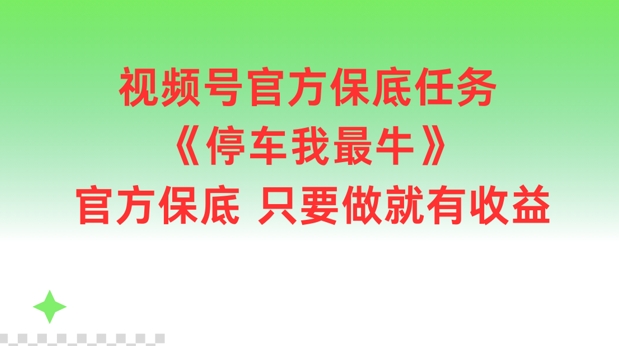 视频号官方保底任务，停车我最牛，官方保底只要做就有收益-老K资源网