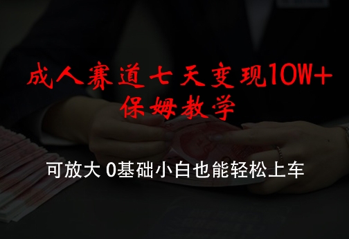 成人赛道七天变现10W+保姆教学，可放大，0基础小白也能轻松上车-老K资源网