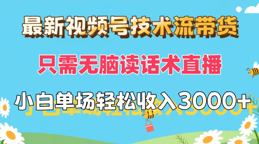 最新视频号技术流带货，只需无脑读话术直播，小白单场直播纯收益也能轻…-老K资源网