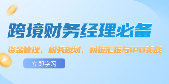 跨境 财务经理必备：资金管理、税务规划、财报汇报与IPO实战-老K资源网