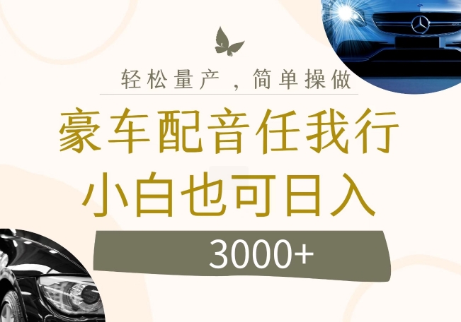 不为人知的暴力小项目，豪车配音，日入几张-老K资源网