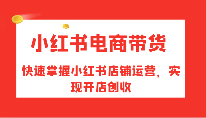 小红书电商带货，快速掌握小红书店铺运营，实现开店创收-老K资源网