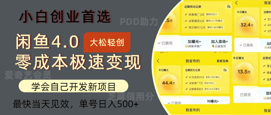 闲鱼0成本极速变现项目，多种变现方式 单号日入500+最新玩法-老K资源网