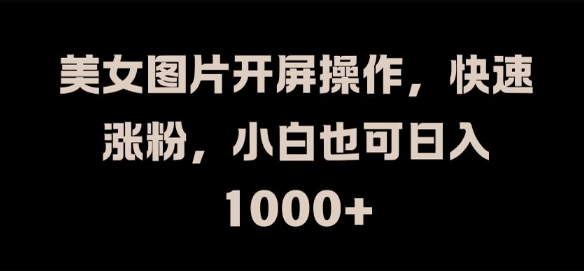 美女图片开屏操作，快速涨粉，小白也可日入1k-老K资源网
