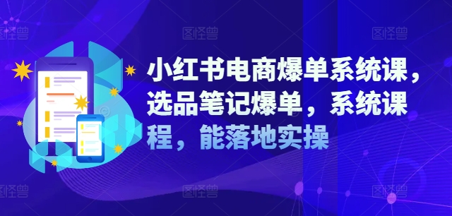 小红书电商爆单系统课，选品笔记爆单，系统课程，能落地实操-老K资源网