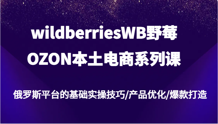 wildberriesWB野莓/OZON本土电商系列课，俄罗斯平台的基础实操技巧/产品优化/爆款打造-老K资源网