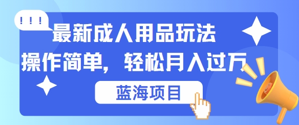 最新成人用品项目玩法，操作简单，动动手，轻松日入几张-老K资源网