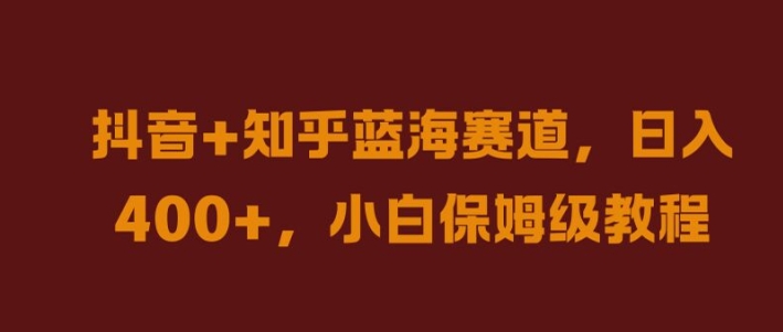 抖音+知乎蓝海赛道，日入几张，小白保姆级教程-老K资源网
