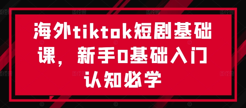 海外tiktok短剧基础课，新手0基础入门认知必学-老K资源网