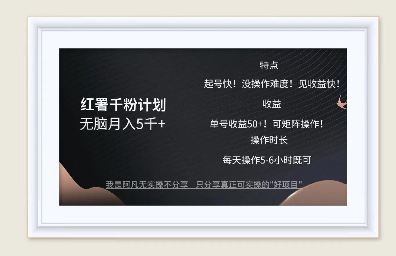 红薯千粉计划无脑月入5千+！既做既赚！-老K资源网