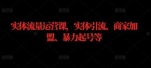 实体流量运营课，实体引流、商家加盟、暴力起号等-老K资源网
