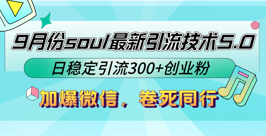 9月份soul最新引流技术5.0，日稳定引流300+创业粉，加爆微信，卷死同行-老K资源网