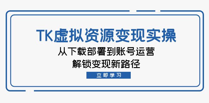 TK虚拟资料变现实操：从下载部署到账号运营，解锁变现新路径-老K资源网