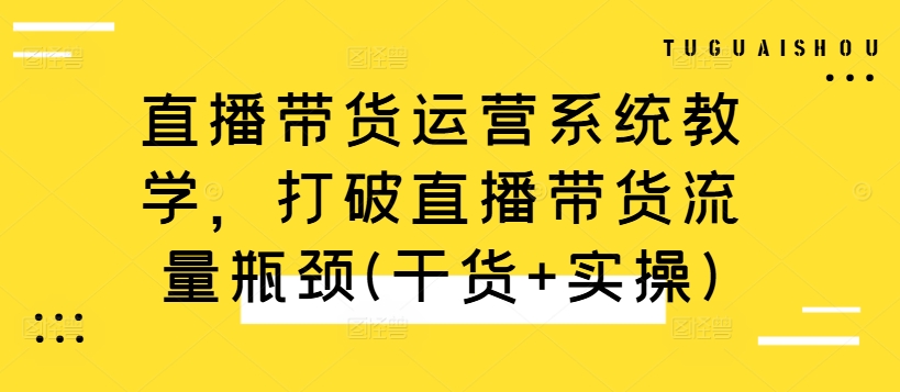 直播带货运营系统教学，打破直播带货流量瓶颈(干货+实操)-老K资源网