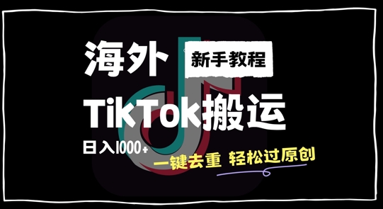 2024最新海外TikTok搬运玩法，一键去重轻松过原创，新手无经验也能日入1k-老K资源网