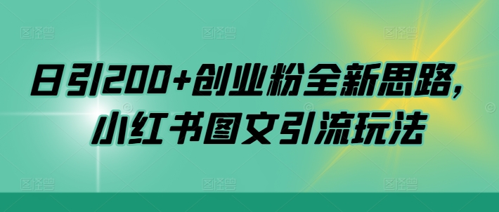 日引200+创业粉全新思路，小红书图文引流玩法-老K资源网
