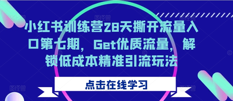 小红书训练营28天撕开流量入口第七期，Get优质流量，解锁低成本精准引流玩法-老K资源网
