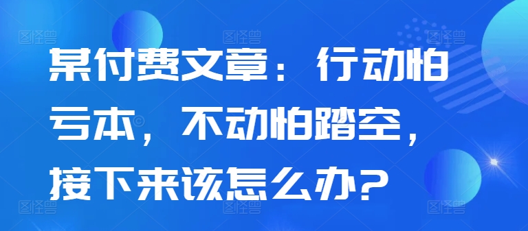 某付费文章：行动怕亏本，不动怕踏空，接下来该怎么办?-老K资源网
