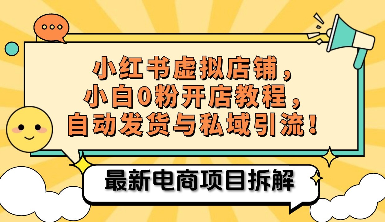 小红书电商，小白虚拟类目店铺教程，被动收益+私域引流-老K资源网