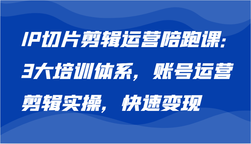 IP切片剪辑运营陪跑课，3大培训体系：账号运营 剪辑实操 快速变现-老K资源网