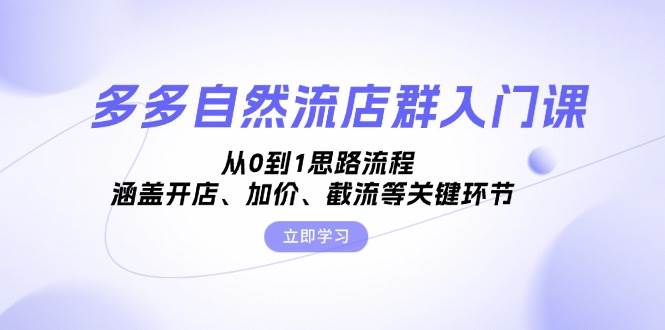 多多自然流店群入门课，从0到1思路流程，涵盖开店、加价、截流等关键环节-老K资源网