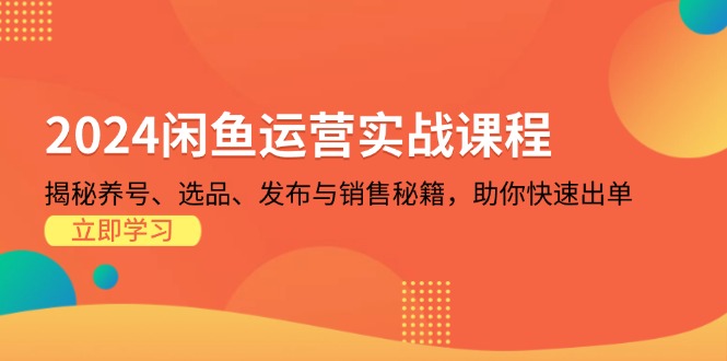 2024闲鱼运营实战课程：揭秘养号、选品、发布与销售秘籍，助你快速出单-老K资源网