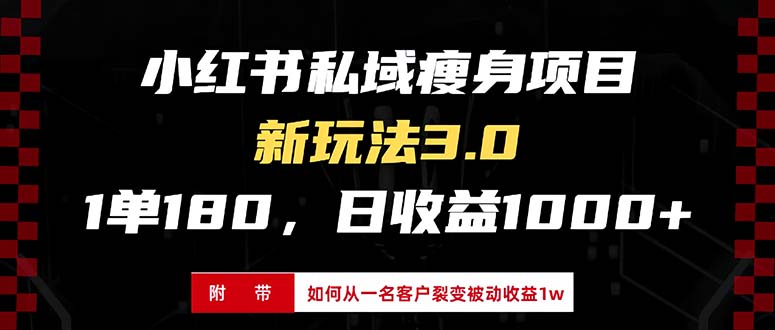 小红书瘦身项目3.0模式，新手小白日赚收益1000+（附从一名客户裂变收益…-老K资源网