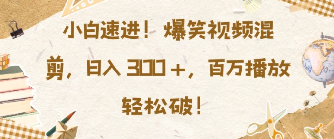 小白速进，爆笑视频混剪，日入3张，百万播放轻松破-老K资源网