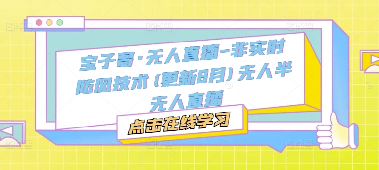 宝子哥·无人直播-非实时防风技术(更新11月)无人半无人直播-老K资源网