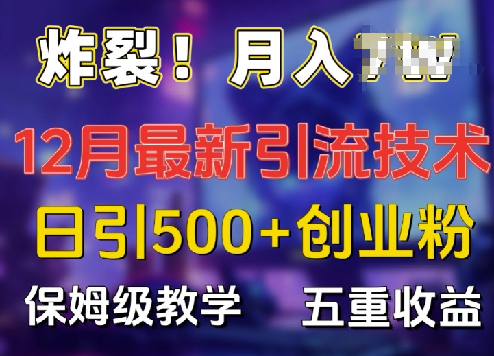 炸裂!揭秘12月最新日引流500+精准创业粉，多重收益保姆级教学-老K资源网