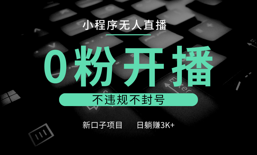 小程序无人直播，0粉开播，不违规不封号，新口子项目，小白日躺赚3K+-老K资源网