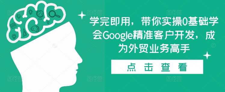 学完即用，带你实操0基础学会Google精准客户开发，成为外贸业务高手-老K资源网