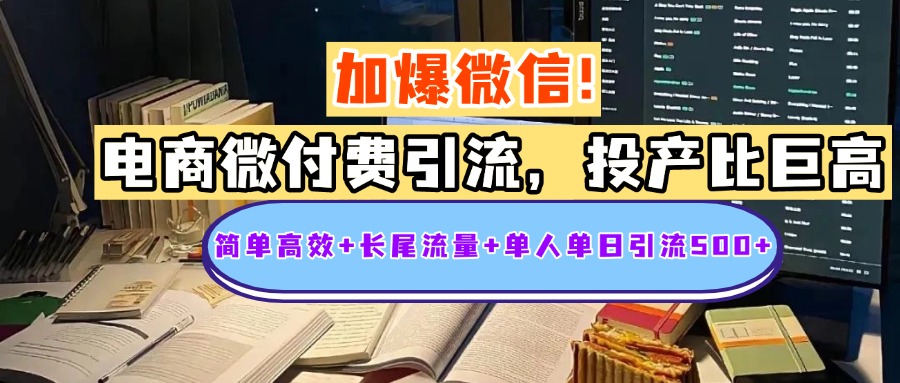 电商微付费引流，投产比巨高，简单高效+长尾流量+粉丝质量高，单人单日引流500+创业粉-老K资源网