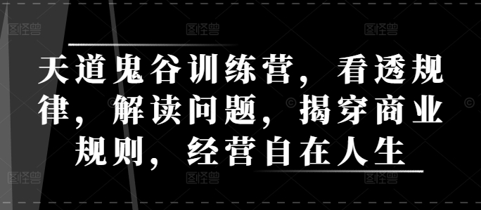 天道鬼谷训练营，看透规律，解读问题，揭穿商业规则，经营自在人生-老K资源网