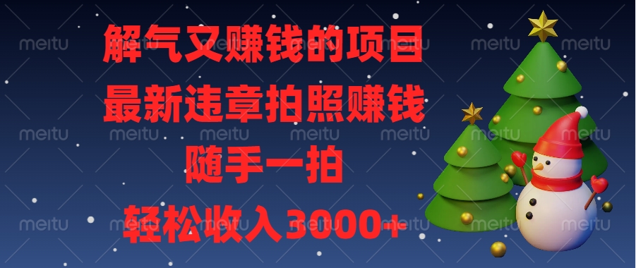 最新违章拍照赚钱，随手一拍，解气又赚钱的项目，轻松收入3000+-老K资源网